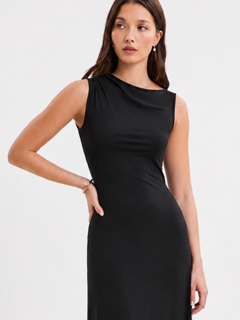 Marcella NYC Laurel Dress Gown Asymmetrical European Stretch Jersey XS - Picture 5 of 15